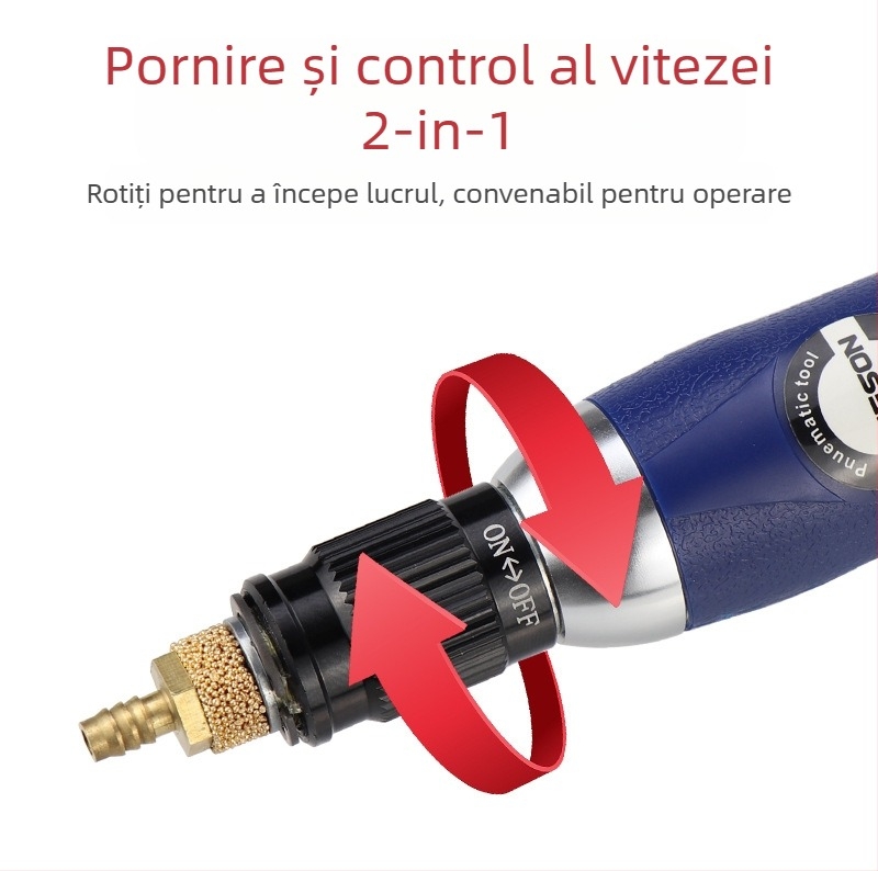 Mașină pneumatică de polisare a matrițelor cu fișier ultrasonic, șlefuire reciprocă, 35000 rpm, intrare aer 1/4", 6 bar, 0,5 kg