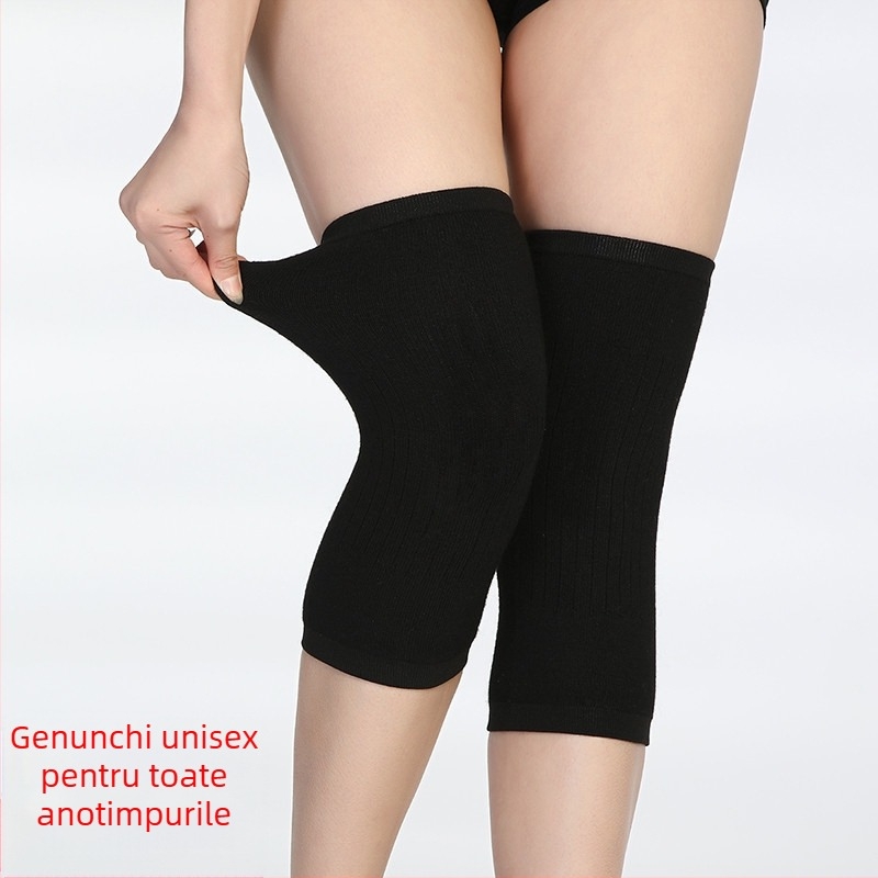 Sustinere genunchi din cașmir - cald, fără cusături, anti-alunecare, protecție împotriva frigului pentru toamnă și iarnă