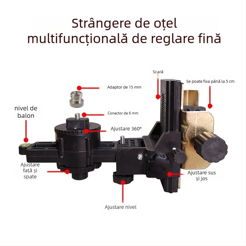 Pan-tilt multifuncțional cu tijă telescopică, bază infraroasă și braț rotativ la 360° pentru ridicare