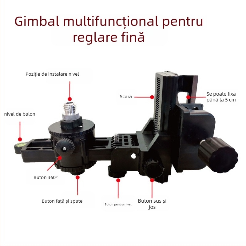 Pan-tilt multifuncțional cu tijă telescopică, bază infraroasă și braț rotativ la 360° pentru ridicare