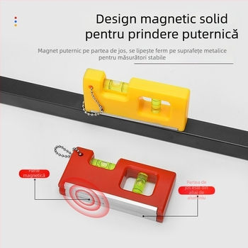 Nivel magnetic mini cu lanț de agățare și bulă de nivel pentru întreținere casnică (Magnet; Lanț de agățare; Bulă de nivel)