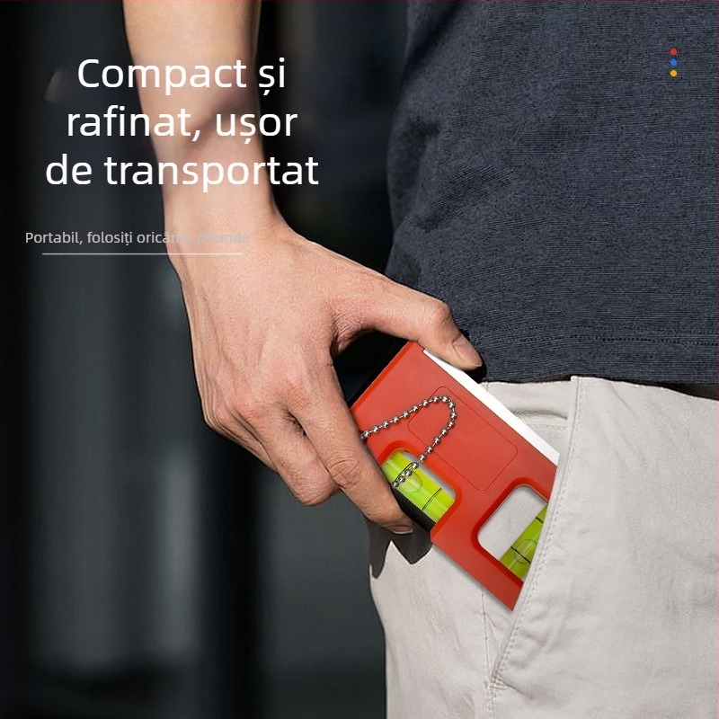 Nivel magnetic mini cu lanț de agățare și bulă de nivel pentru întreținere casnică (Magnet; Lanț de agățare; Bulă de nivel)