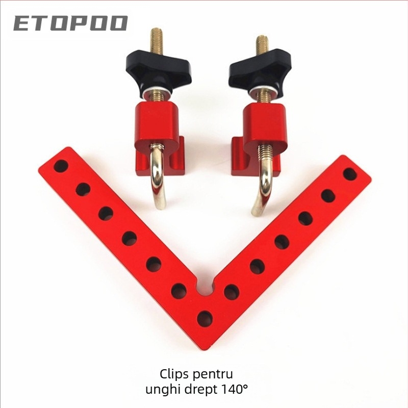 Riglă unghiulară pentru tâmplă cu bloc de poziționare, aliaj de aluminiu, interval de 140 mm, precizie 1 mm