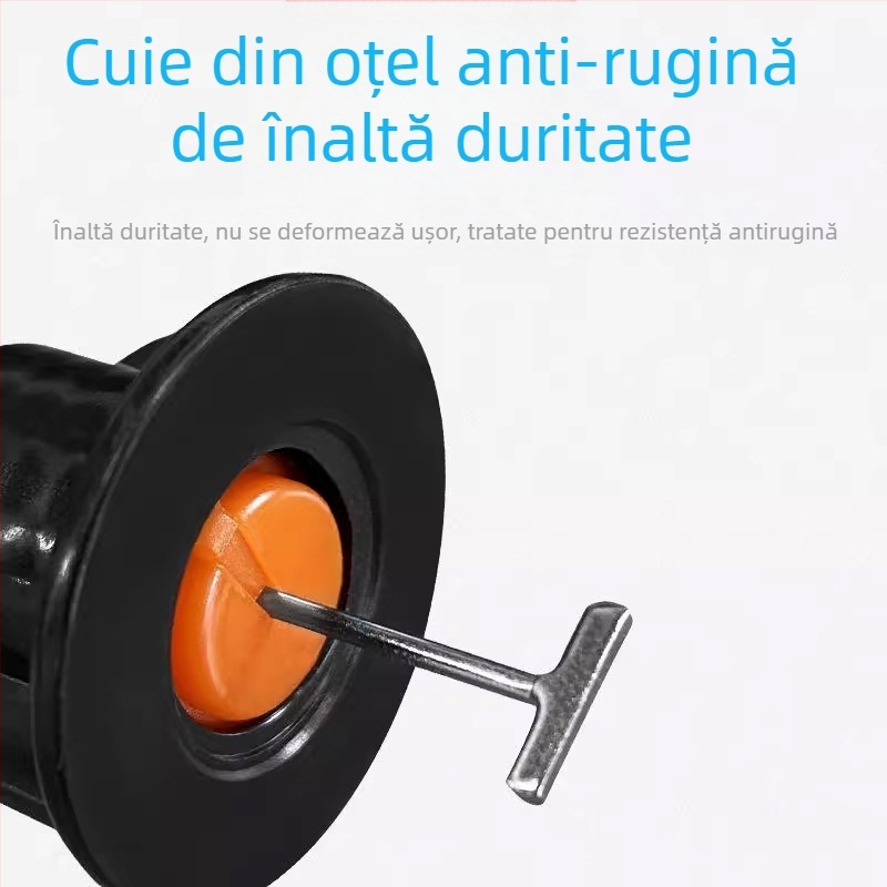 Sistem de nivelare a plăcilor cu ac de oțel înlocuibil, știft T și clips reutilizabil