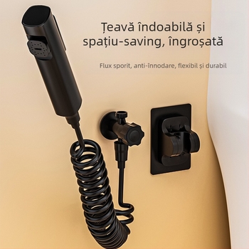 Suport din oțel inoxidabil pentru pistolul de spălat al toaletei – montaj în perete, fără găuri, cârlig de agățare, diametru gaură 4 mm, model J-WYJ, presiune de lucru 1 MPa