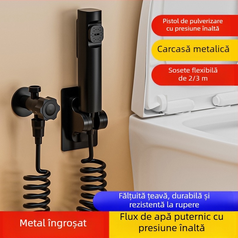 Suport din oțel inoxidabil pentru pistolul de spălat al toaletei – montaj în perete, fără găuri, cârlig de agățare, diametru gaură 4 mm, model J-WYJ, presiune de lucru 1 MPa