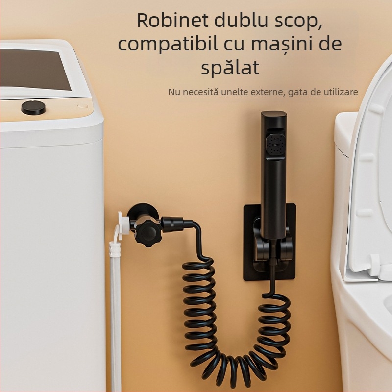 Suport din oțel inoxidabil pentru pistolul de spălat al toaletei – montaj în perete, fără găuri, cârlig de agățare, diametru gaură 4 mm, model J-WYJ, presiune de lucru 1 MPa