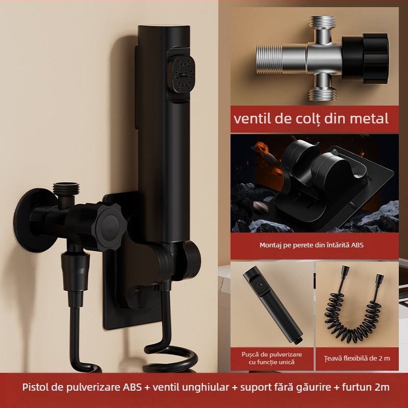 Suport din oțel inoxidabil pentru pistolul de spălat al toaletei – montaj în perete, fără găuri, cârlig de agățare, diametru gaură 4 mm, model J-WYJ, presiune de lucru 1 MPa