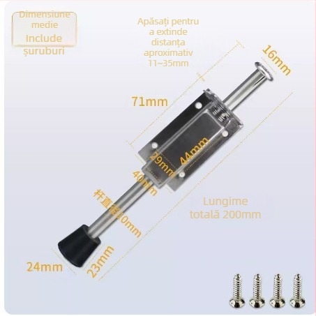 Fixator pentru uși, din oțel inoxidabil, model 2012, montare pe podea, finisaj wire-drawing, control automat