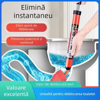 Unealtă de aspirație pentru WC cu funcționare pneumatică, construcție din PVC, pentru canalizări casnice