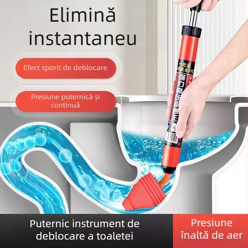 Unealtă de aspirație pentru WC cu funcționare pneumatică, construcție din PVC, pentru canalizări casnice