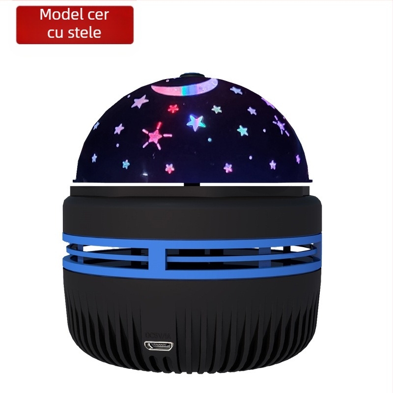 Lampa de noapte de noptieră cu proiecție cer înstelat, model de apă și aurora boreală — alimentare USB cu baterie încorporată și intrare DC; control prin aplicație; telecomandă; sunet