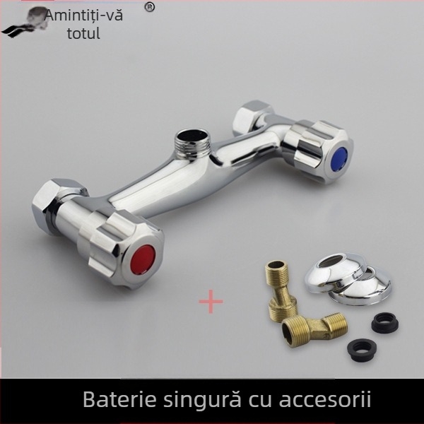 Amestecător în perete cu control dublu pentru apă caldă și rece, cu corp din cupru, instalare ascunsă — Model QJD-XBD; presiune de lucru 0,6 MPa; temperatura apei calde până la 90°C.