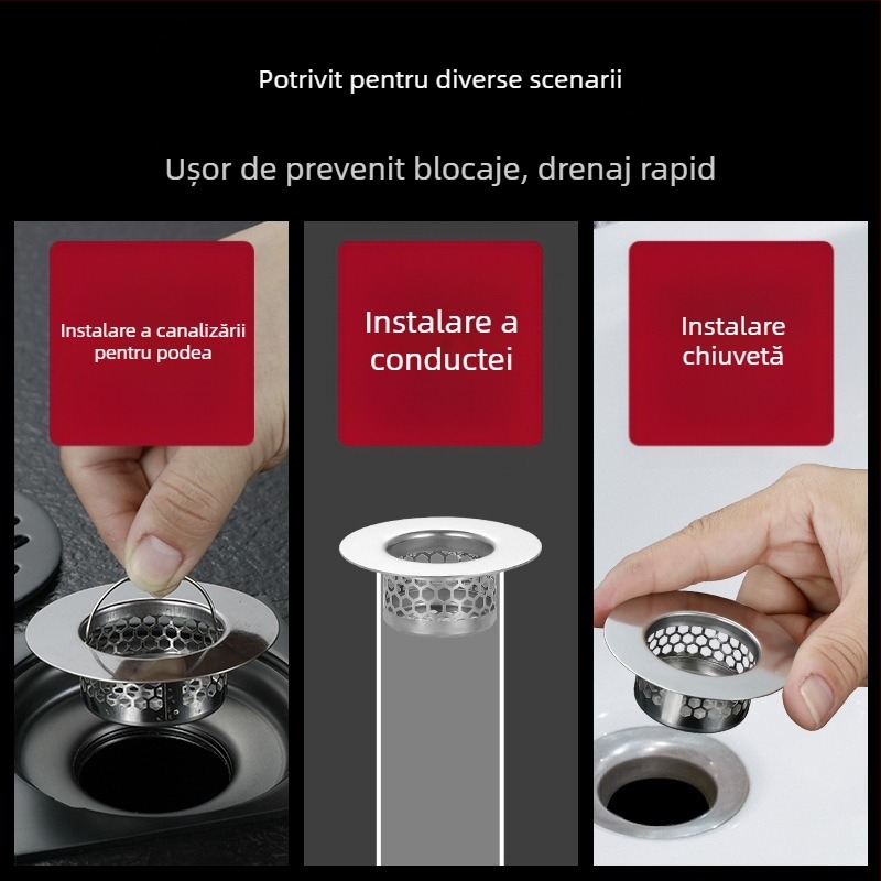 Rongfeng MPGLW-06 304 oțel inoxidabil, filtru pentru drenaj chiuvetă, tip drop-down, filtrare