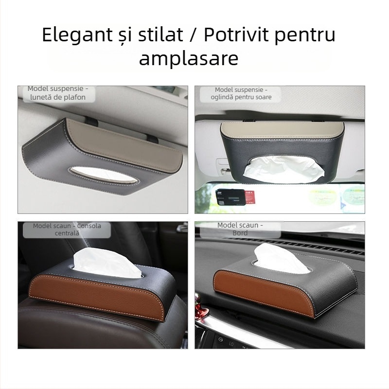 Cutie de șervețele din piele pentru mașină, agățată de oglinda de soare sau de plafon, accesoriu interior auto, personalizabil, origine Guangzhou