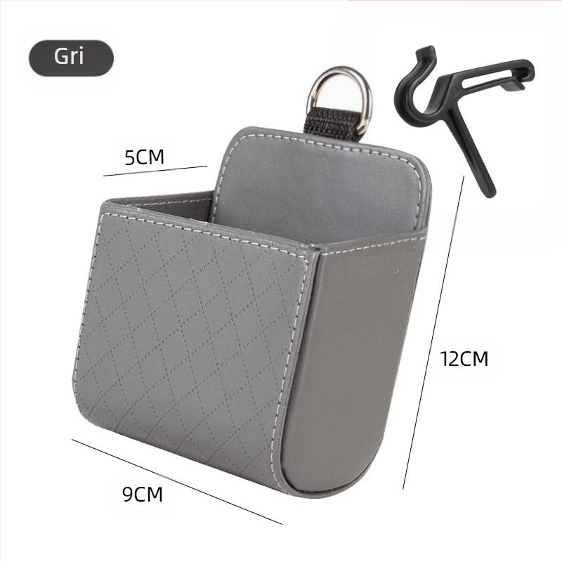 Geantă de depozitare pentru gură de ventilație auto – organizator atârnat din piele, impermeabil și personalizabil, volum 4, compatibil universal
