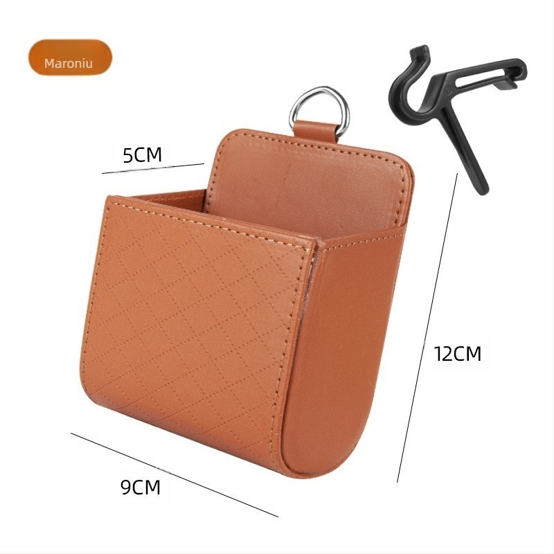 Geantă de depozitare pentru gură de ventilație auto – organizator atârnat din piele, impermeabil și personalizabil, volum 4, compatibil universal