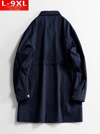 Palton bărbătesc în stil Hong Kong wind, pentru primăvară-toamnă, lungime medie, guler rever, nasturi simpli