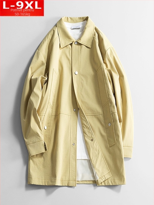 Palton bărbătesc în stil Hong Kong wind, pentru primăvară-toamnă, lungime medie, guler rever, nasturi simpli