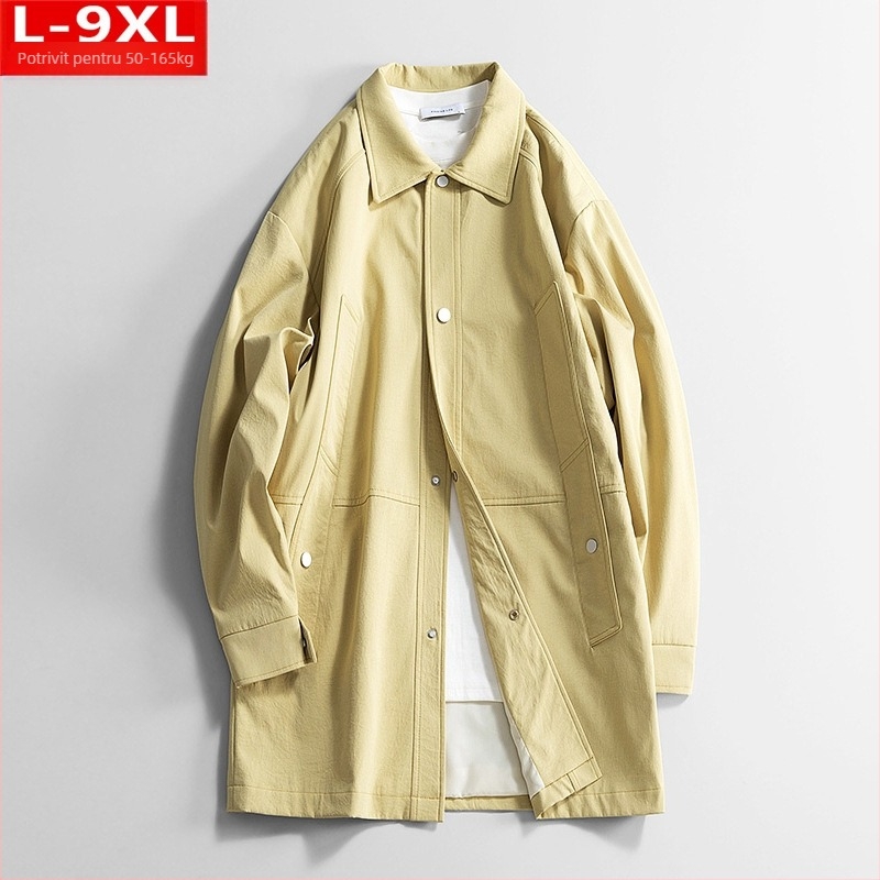 Palton bărbătesc în stil Hong Kong wind, pentru primăvară-toamnă, lungime medie, guler rever, nasturi simpli