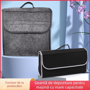 Cutie de depozitare pentru portbagaj din felt, design pliabil, mâner, potrivit pentru toate mașinile, imprimare logo disponibilă