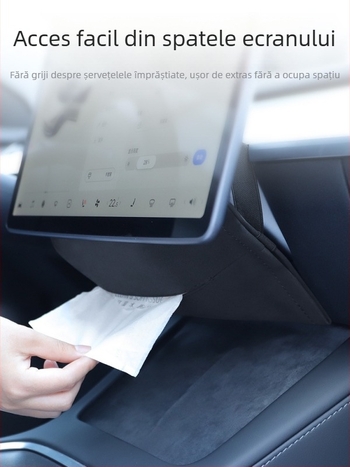 Suport pluș pentru șervețele auto Tesla Model Y3 – montaj ascuns, tip atârnat