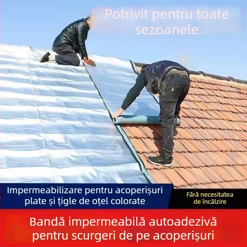 Material de hidroizolație pentru acoperiș și reparații ale scurgerilor, rulă izolatoare autoadezivă pe bază de SBS; cauciuc și plastic; formă stratificată; suprafață concavă și convexă; marcă Southern Star; rezistent la umezeală.