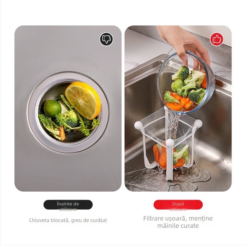 Raft de scurgere pentru chiuvetă în stil japonez, cu filtru și spațiu de depozitare (Material: ABS; Stil: Japonez; Funcție: Multifuncțional; Origine: Zhejiang, China; Specificație: Filtru înlocuitor)