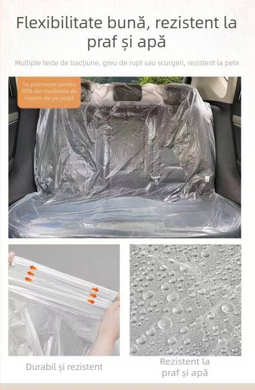 Huse de scaun auto, de unică utilizare, pentru scaunele din față și din spate, rezistente la praf și apă, 100% plastic virgin, film suflat