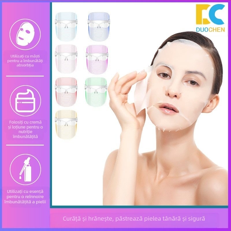 Mască de frumusețe cu terapie cu lumină fotonică pentru uz casnic, încărcare USB, 3 niveluri, rejuvenare a pielii și iluminare