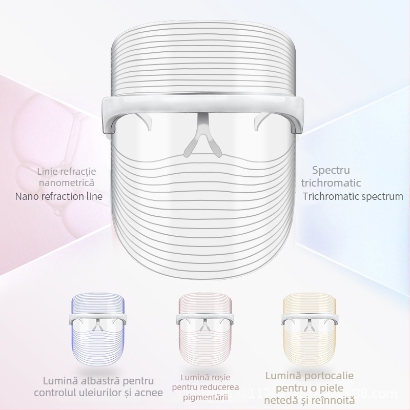 Mască de frumusețe cu terapie cu lumină fotonică pentru uz casnic, încărcare USB, 3 niveluri, rejuvenare a pielii și iluminare