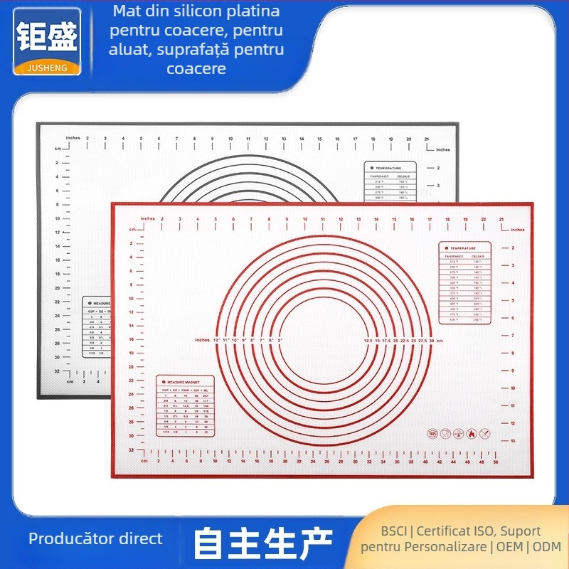 Xuan Juan Covoraș de frământat din silicon platina cu fibre de sticlă – Covoraș multifuncțional pentru frământat, întins, coacere și tăiere, anti-derapant, stil modern