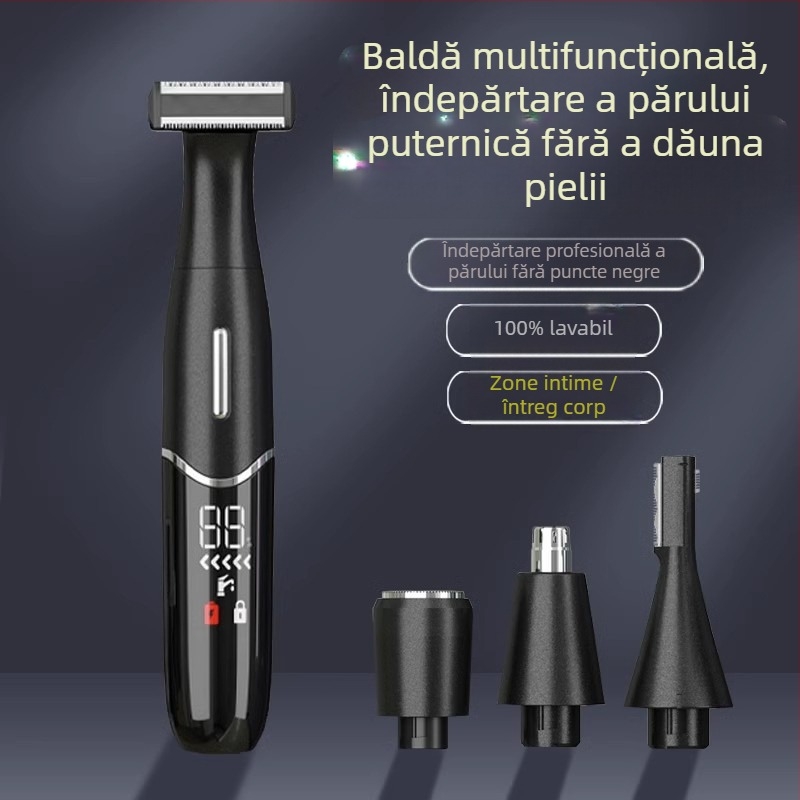 Ras electric 4 în 1 pentru corp, cu tuns pentru nas și sprâncene, alimentare USB, curățare pentru întregul corp, greutate 220 g