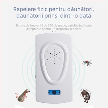 Repeller ultrasonic pentru țânțari și insecte - puternic, cu difuzoare duble și frecvențe duble, cu întrerupător, acoperire 360°, lampă de noapte