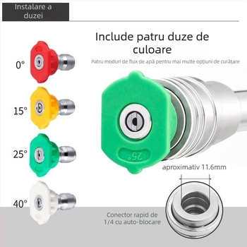 Pistol de spălat cu presiune înaltă pentru mașini, cap de duză din oțel inoxidabil 304 și mâner din plastic; pentru spălarea mașinilor; presiune 300; greutate 500 g