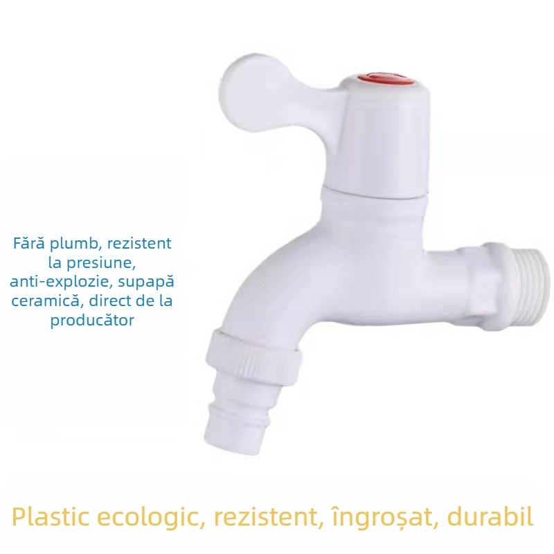 Robinet pentru spălător, din plastic, miez ceramic, conexiune filetată, 0–90°C, 0–1.0 MPa