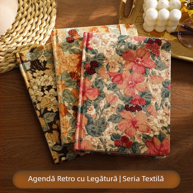 Caiet cu copertă din pânză, stil retro, hârtie din pădure, 160 pagini, greutate hârtiei 100 g