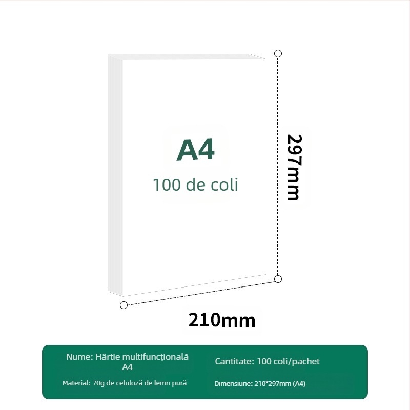 Hârtie de copiator pentru birou, dublă față, 70 g, 100 de coli în pachet