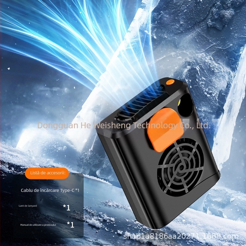 Ventilator fără lame pentru talie și gât, încărcare USB, baterie încorporată 4000–6000 mAh, 3 trepte de viteză, motor brushless, ventilator portabil pentru birou sau mână