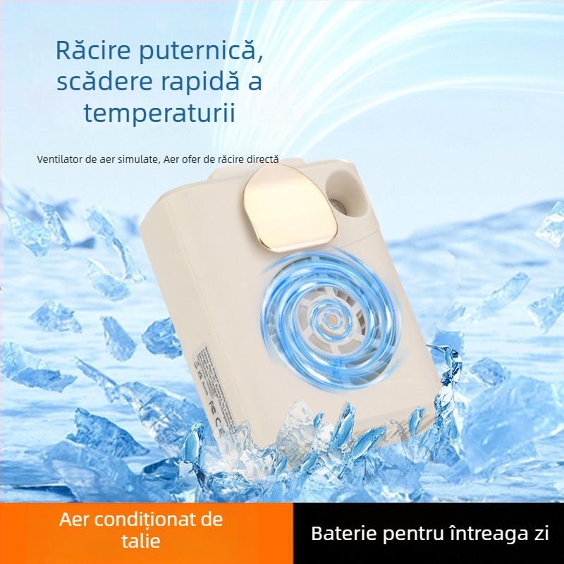 Ventilator fără lame pentru talie și gât, încărcare USB, baterie încorporată 4000–6000 mAh, 3 trepte de viteză, motor brushless, ventilator portabil pentru birou sau mână