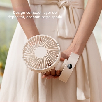 Ventilator USB de birou, portabil, motor fără perii, 5 palete, 5V 5W, baterie încorporată 1200–2000mAh