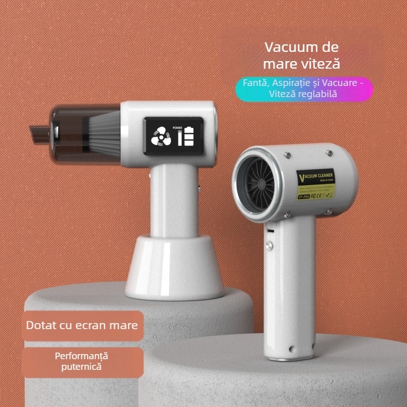 Aspirator auto fără fir cu afișaj digital, utilizare duală mașină-casă, portabil, 60W, 6000Pa, încărcabil