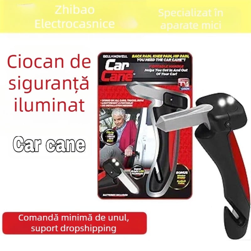 Cioc de securitate pentru mașină cu cioc de spargere geam, aluminiu, oțel cu conținut de carbon și ABS, 220 g, unealtă de urgență cu suport pentru ușă