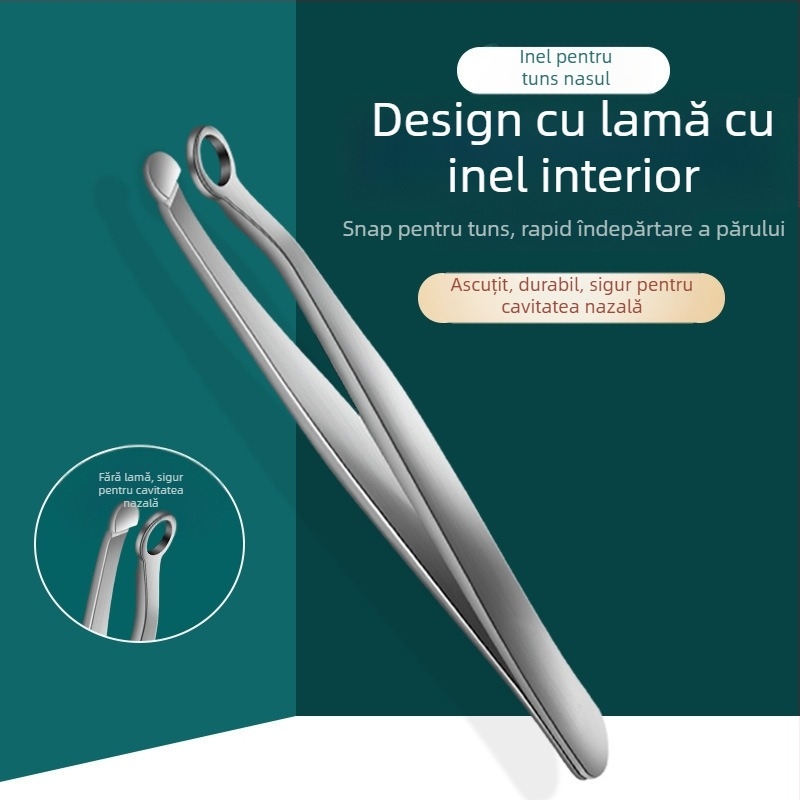 Trimmer pentru păr nazal, din oțel inoxidabil, cap circular, mecanism manual de apăsare