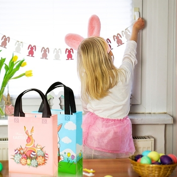 Geantă cadou din material nețesut, cu design desen animat, imprimare prin transfer termic, cu fund și laterale, personalizabilă — Brand Fuxin Fulong