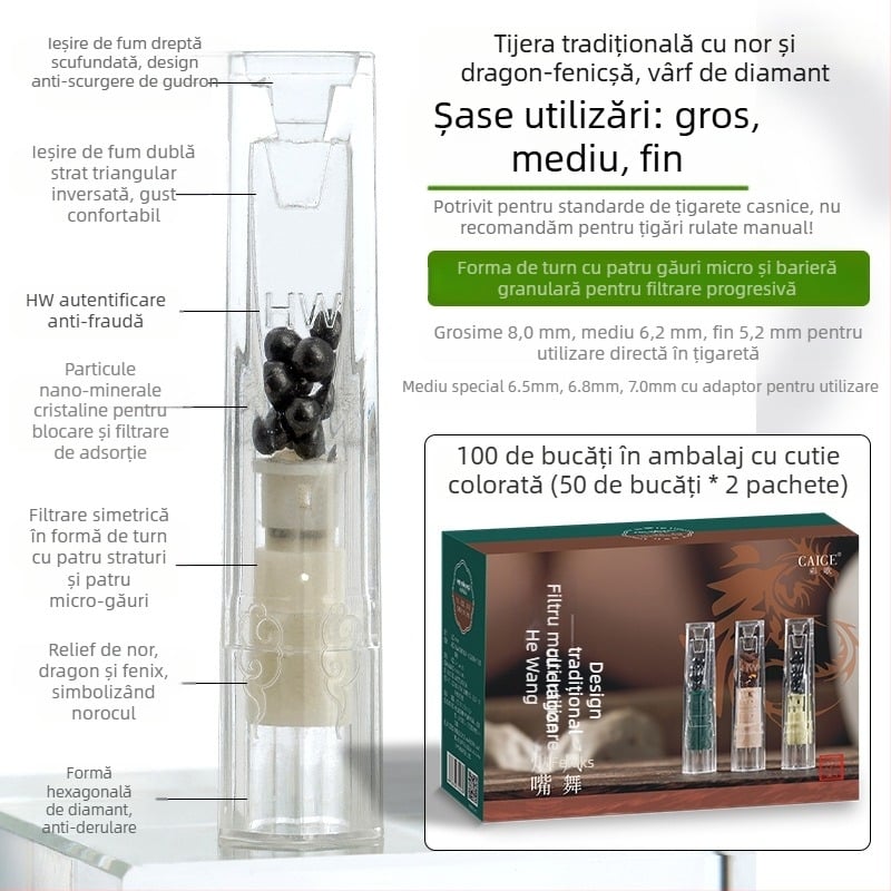 Filtru de țigară din plante, de unică folosință, 100 buc, Hewang, universal pentru gros/mediu/fin
