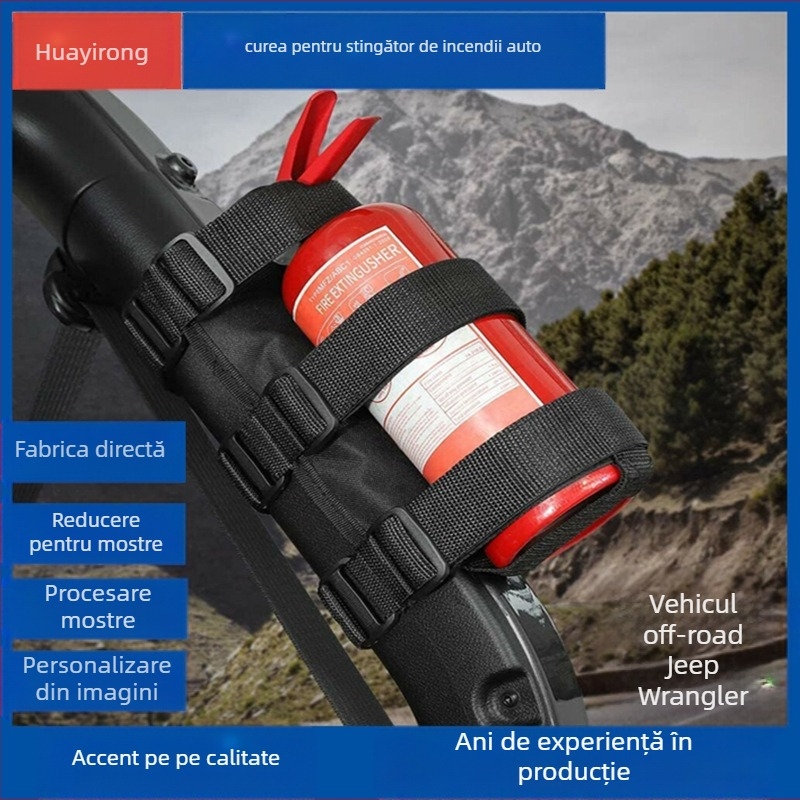 Curele pentru stingător cu Velcro - din nylon/poliester, pentru autovehicule și Jeep Wrangler, Huatuo Rong