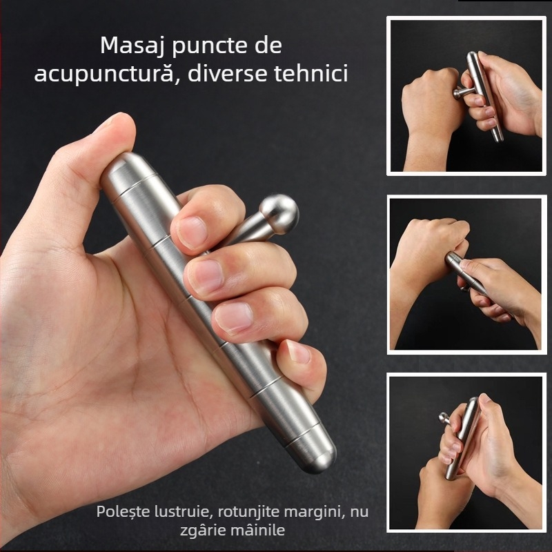 304 oțel inoxidabil, tijă tactică EDC în formă de T, cu țintire pe puncte de presiune pentru autoapărare și spargerea geamului mașinii