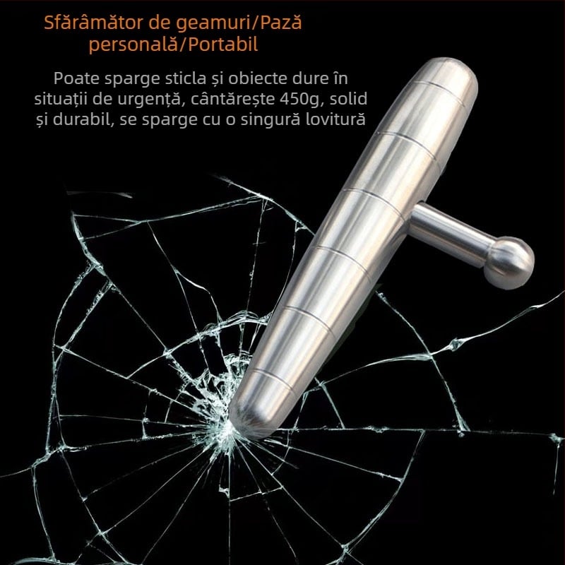 304 oțel inoxidabil, tijă tactică EDC în formă de T, cu țintire pe puncte de presiune pentru autoapărare și spargerea geamului mașinii