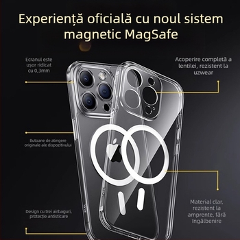 Carcasă iPhone MagSafe din silicon, design în relief, magnetică, rezistentă la șocuri și la căderi